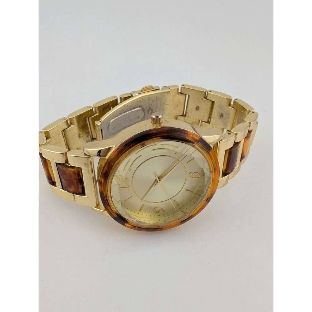 Time & Tru Watch Women 38mm Case Tortoiseshell and Gold 7.5